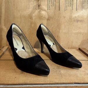 Adrienne Vittadini Black Quilted Leather Pumps Sz 7.5